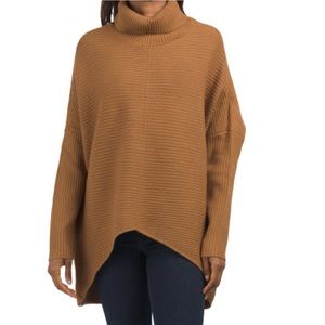 NWT Cyrus Ribbed Turtleneck Hi Low Tunic Sweater Brown Sugar Small $99